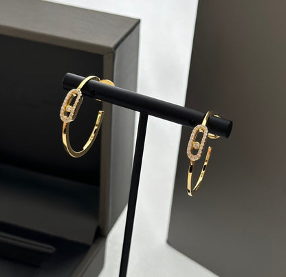 [Shinejoy]CREOLES MOVE UNO PM DIAMOND EARRINGS