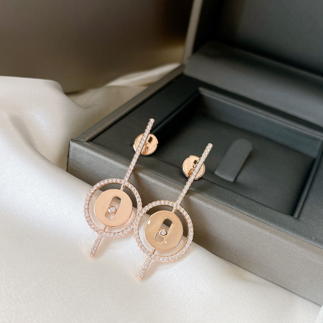 [Shinejoy]Demo MOVE ARROW PINK GOLD DIAMOND EARRINGS