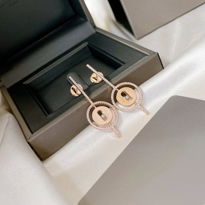 [Shinejoy]Demo MOVE ARROW PINK GOLD DIAMOND EARRINGS