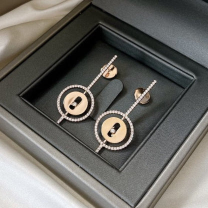 [Shinejoy]Demo MOVE ARROW PINK GOLD DIAMOND EARRINGS
