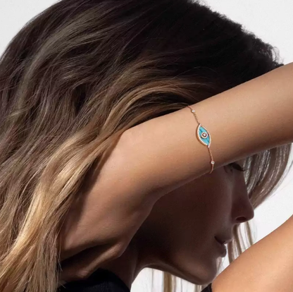 [Shinejoy]M BRACELET PORTE-BONHEUR TURQUOISE OR ROSE