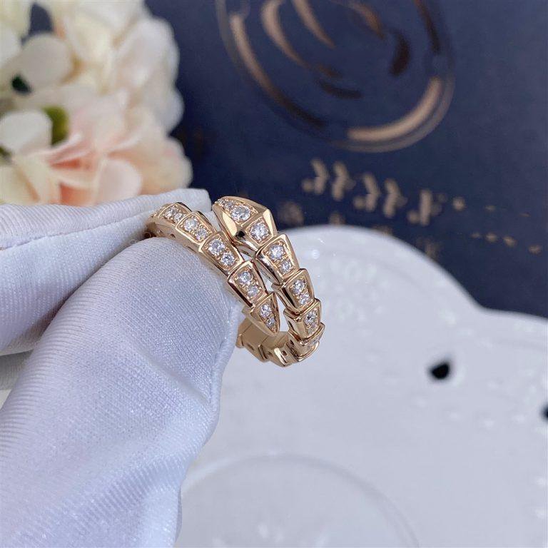 [Shinejoy]SERPENTI RING PINK GOLD DIAMOND PAVED 4MM