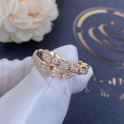 [Shinejoy]SERPENTI RING PINK GOLD DIAMOND PAVED 4MM
