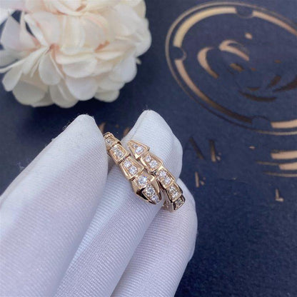 [Shinejoy]SERPENTI RING PINK GOLD DIAMOND PAVED 4MM