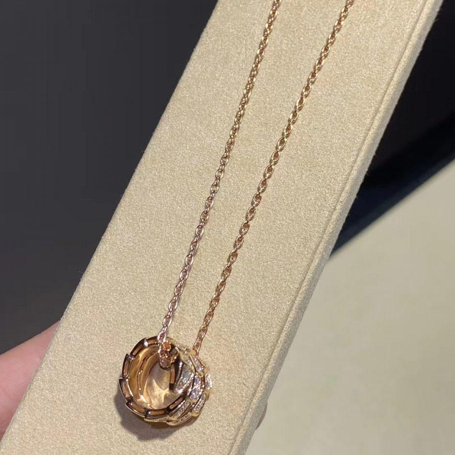 [Shinejoy]SERPENTI PINK GOLD NECKLACE DOUBLE RING DIAMOND