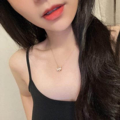 [Shinejoy]SERPENTI PINK GOLD NECKLACE DOUBLE RING DIAMOND