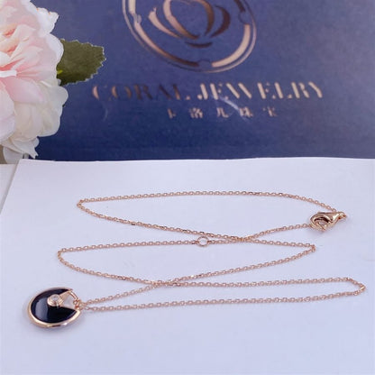 [Shinejoy]AMULETTE ROSE GOLD ONYX NECKLACE