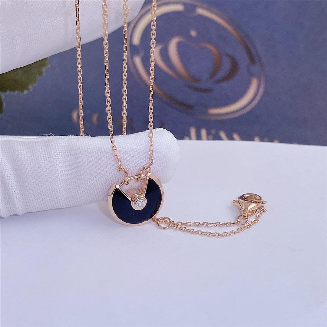 [Shinejoy]AMULETTE ROSE GOLD ONYX NECKLACE