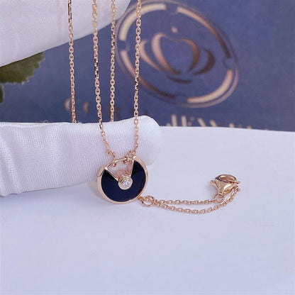 [Shinejoy]AMULETTE ROSE GOLD ONYX NECKLACE