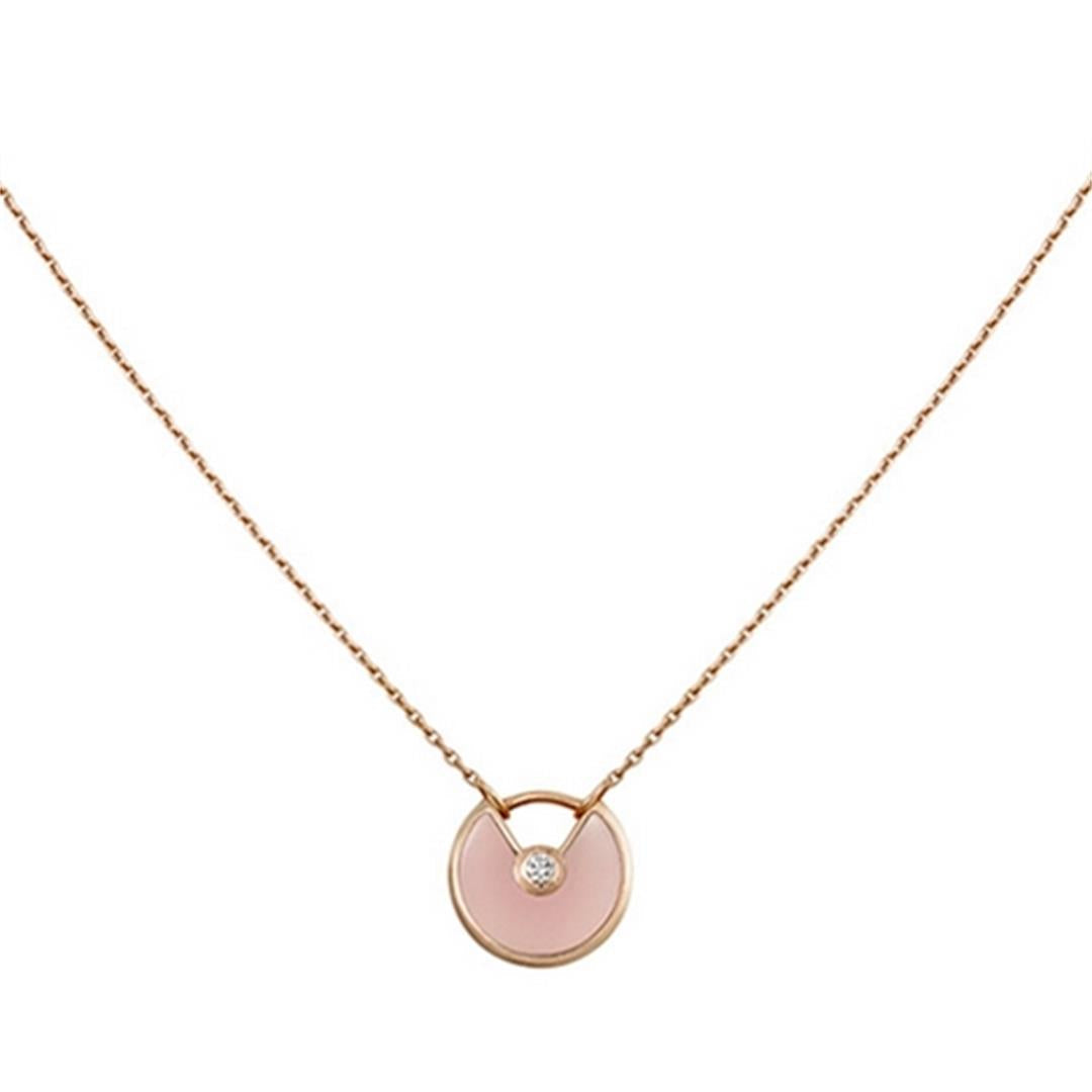 [Shinejoy]AMULETTE ROSE GOLD PINK MOP NECKLACE