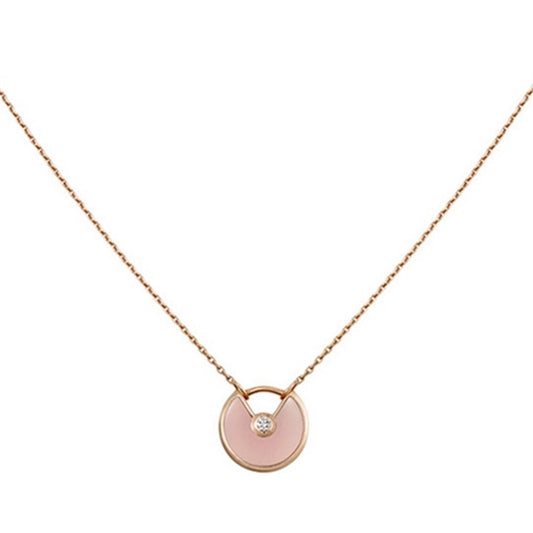 [Shinejoy]AMULETTE ROSE GOLD PINK MOP NECKLACE