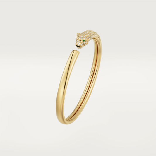 [Shinejoy]PANTHERE GOLD DIAMOND OPEN BRACELET