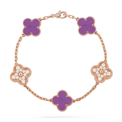 [⭐Shinejoy] COLLECTION BRACELETS TRÈFLE 5 MOTIFS VIOLETS