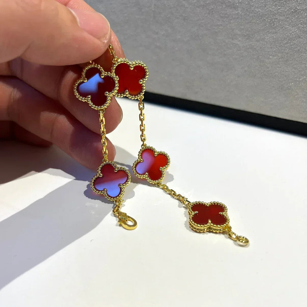 [⭐Shinejoy] CLOVER 5 MOTIF RED CORNELIAN BRACELET COLLECTION