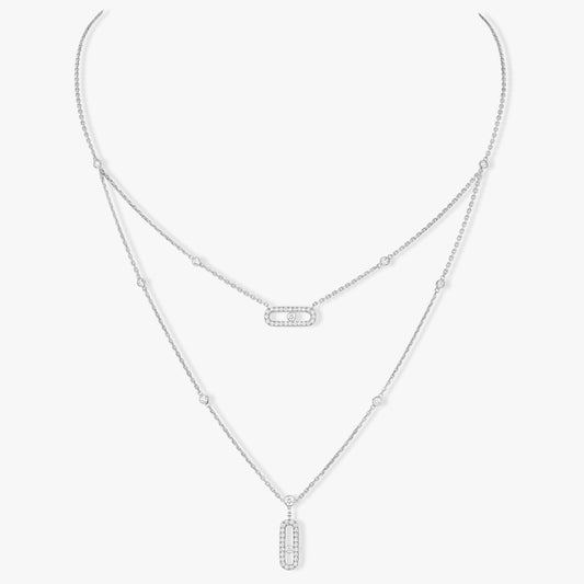 [Shinejoy]COLLIER DE DEUX RANGS DE DIAMANTS