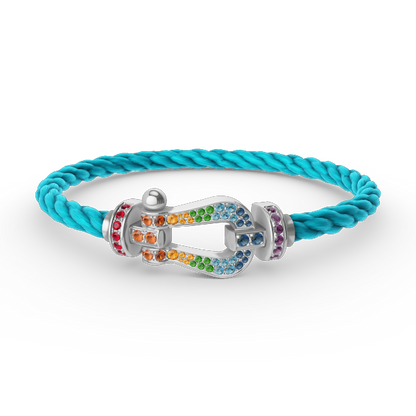 [Shinejoy]FORC LARGE HORSESHOE  COLORED DIAMOND BRACELET SILVER