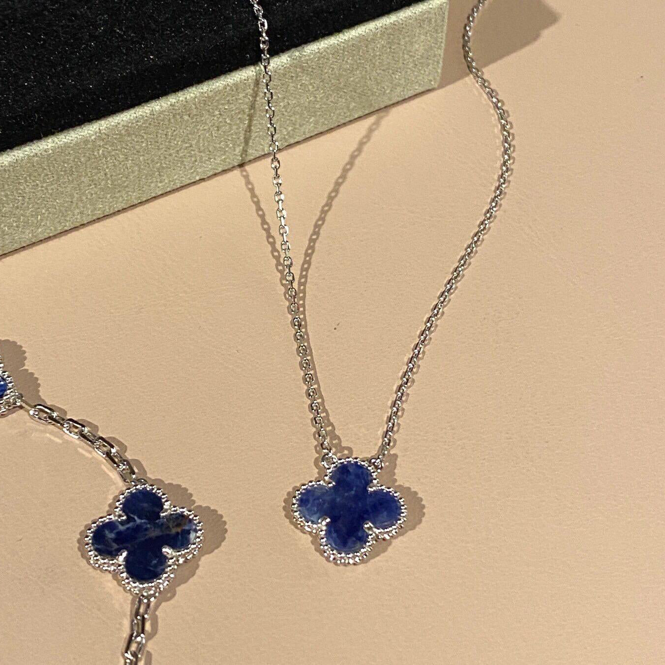 [Shinejoy]CLOVER 15MM PIETERSITE NECKLACE SILVER