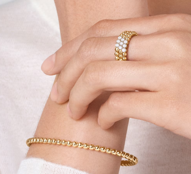 [Shinejoy]Three-row diamond ring