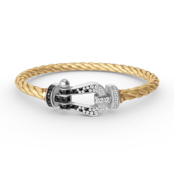 [Shinejoy]FORCE LARGE HORSESHOE BLACK WHITE DIAMOND BRACELET SILVER