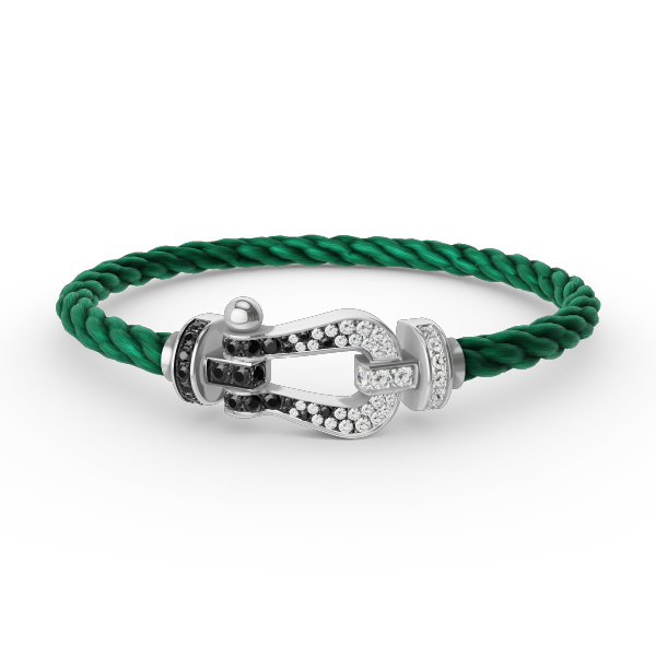 [Shinejoy]FORCE LARGE HORSESHOE BLACK WHITE DIAMOND BRACELET SILVER