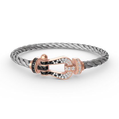 [Shinejoy]FORCE LARGE HORSESHOE BLACK WHITE DIAMOND BRACELET ROSE GOLD