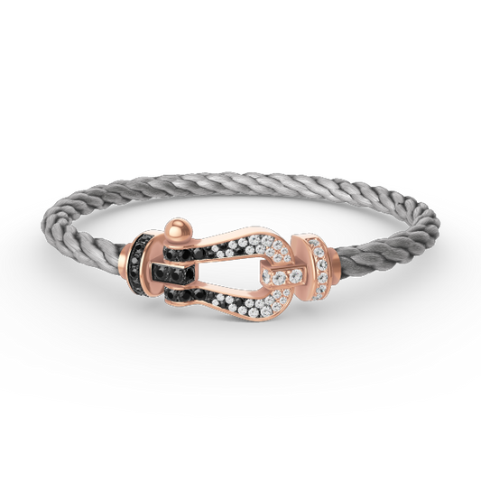 [Shinejoy]FORCE LARGE HORSESHOE BLACK WHITE DIAMOND BRACELET ROSE GOLD