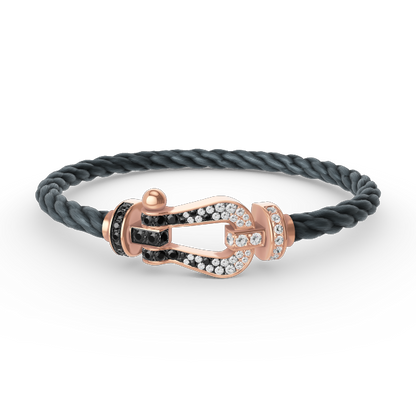 [Shinejoy]FORCE LARGE HORSESHOE BLACK WHITE DIAMOND BRACELET ROSE GOLD