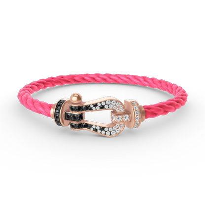 [Shinejoy]FORCE LARGE HORSESHOE BLACK WHITE DIAMOND BRACELET ROSE GOLD