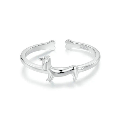 Bague ouverte motif chien - Bague fantaisie