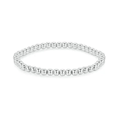 Bracelet boule de perles élastique or blanc