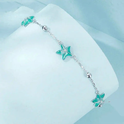 Bracelets à maillons Étoiles de mer dégradés bleu-vert