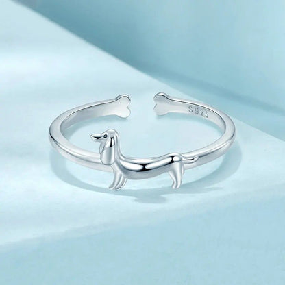 Bague ouverte motif chien - Bague fantaisie