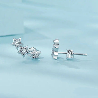 Boucles d'oreilles clous petites étoiles argentées pour femmes et adolescentes