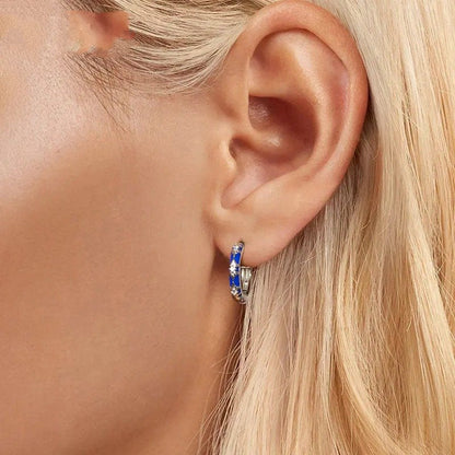 Boucles d'oreilles créoles « Amour Infini » plaqué or blanc, légères, pour cartilage