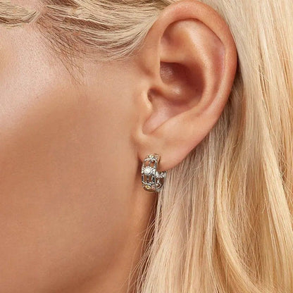 Boucles d'oreilles créoles « Amour Infini » plaqué or blanc, légères, pour cartilage