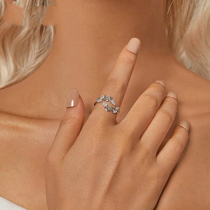 Bague Ajustable Feuille Simple Feuilles Porte-Bonheur Pièce Maîtresse