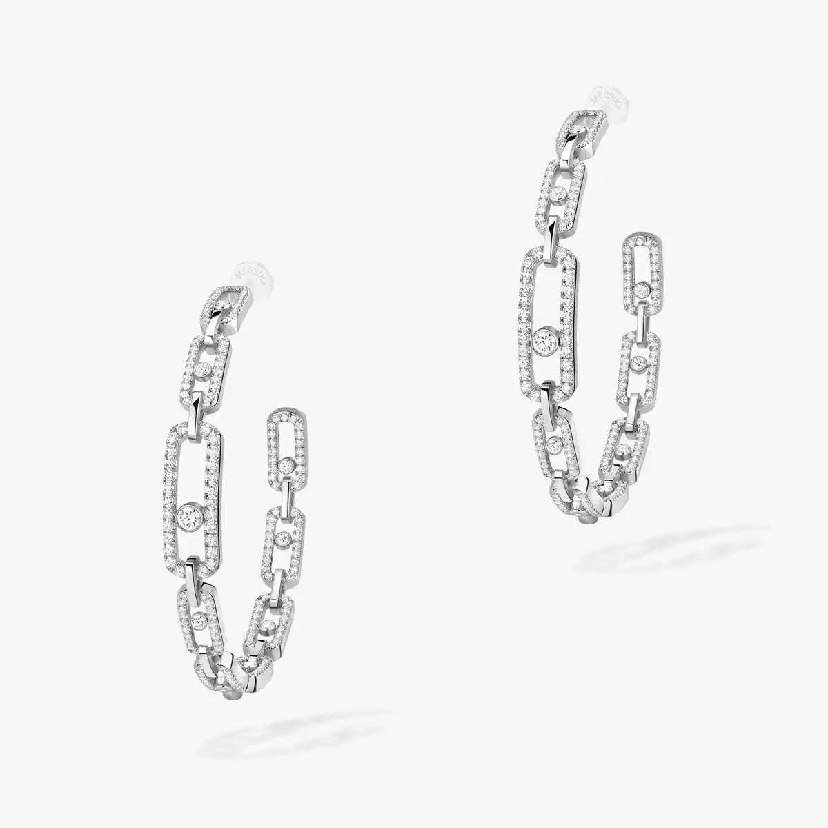 [[Shinejoy]Move Link Diamond Hoop Earrings