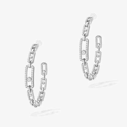 [[Shinejoy]Move Link Diamond Hoop Earrings