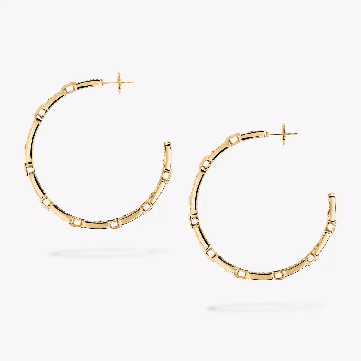 [[Shinejoy]Move Link Diamond Hoop Earrings