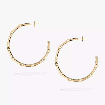 [[Shinejoy]Move Link Diamond Hoop Earrings