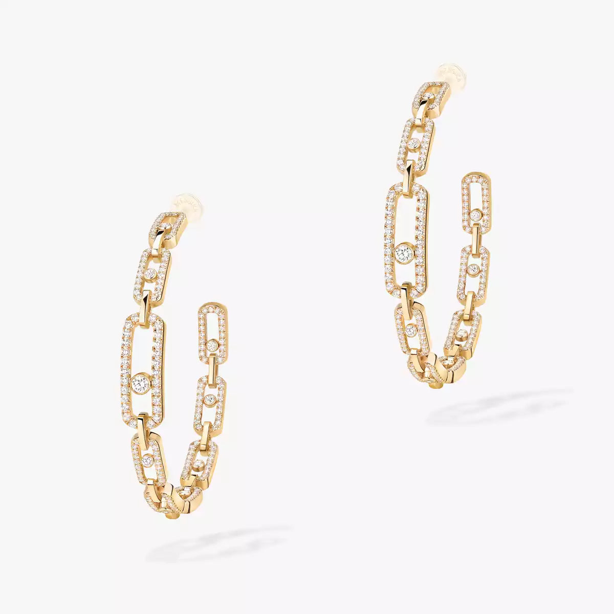 [[Shinejoy]Move Link Diamond Hoop Earrings