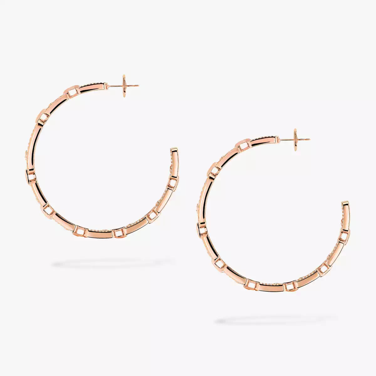[[Shinejoy]Move Link Diamond Hoop Earrings
