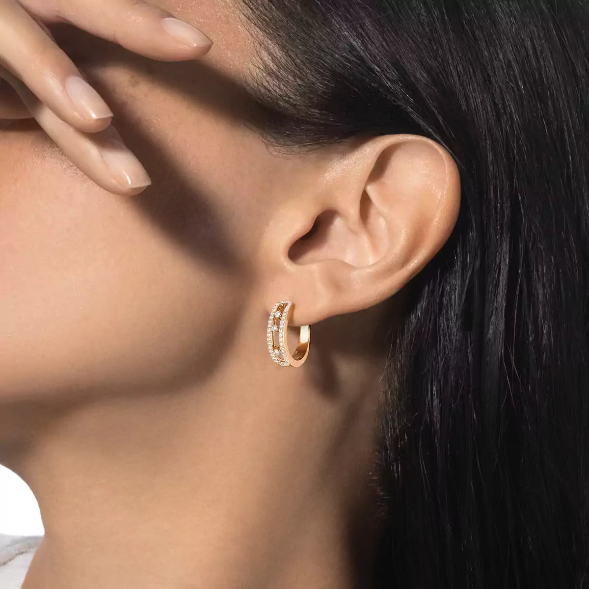 [Shinejoy]Diamond Pave_ Hoop Earrings Move