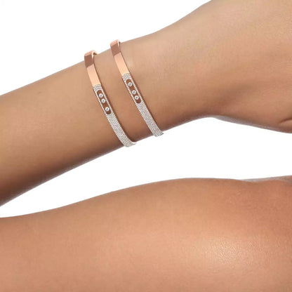 [Shinejoy]Move Noa Rose Gold Pavé Diamond Bangle Bracelet