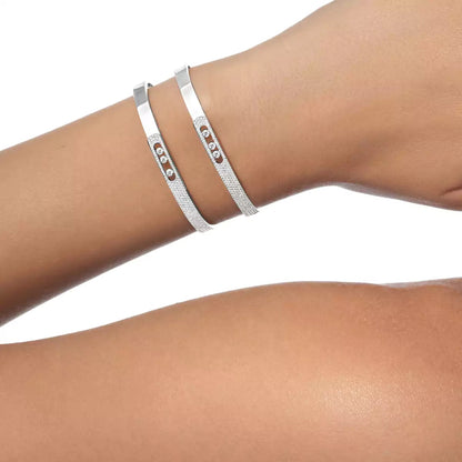 [Shinejoy]Move Noa Rose Gold Pavé Diamond Bangle Bracelet