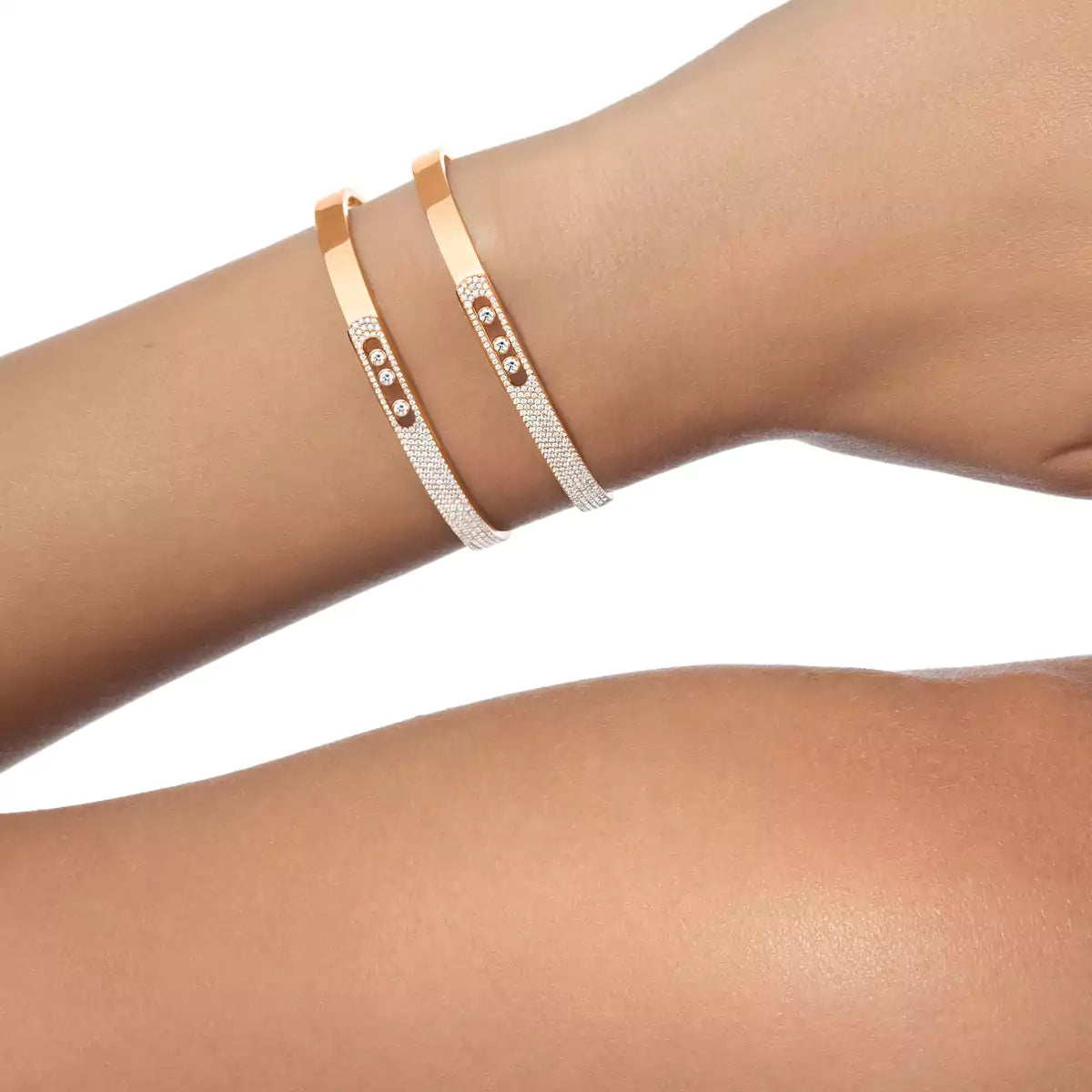 [Shinejoy]Move Noa Rose Gold Pavé Diamond Bangle Bracelet