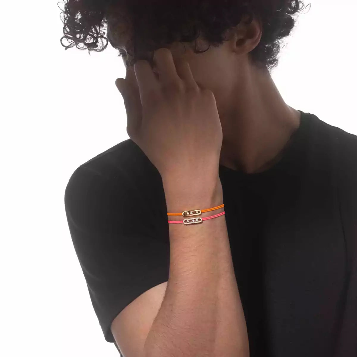 [Shinejoy]Messika Care(s) pink cord pavé bracelet