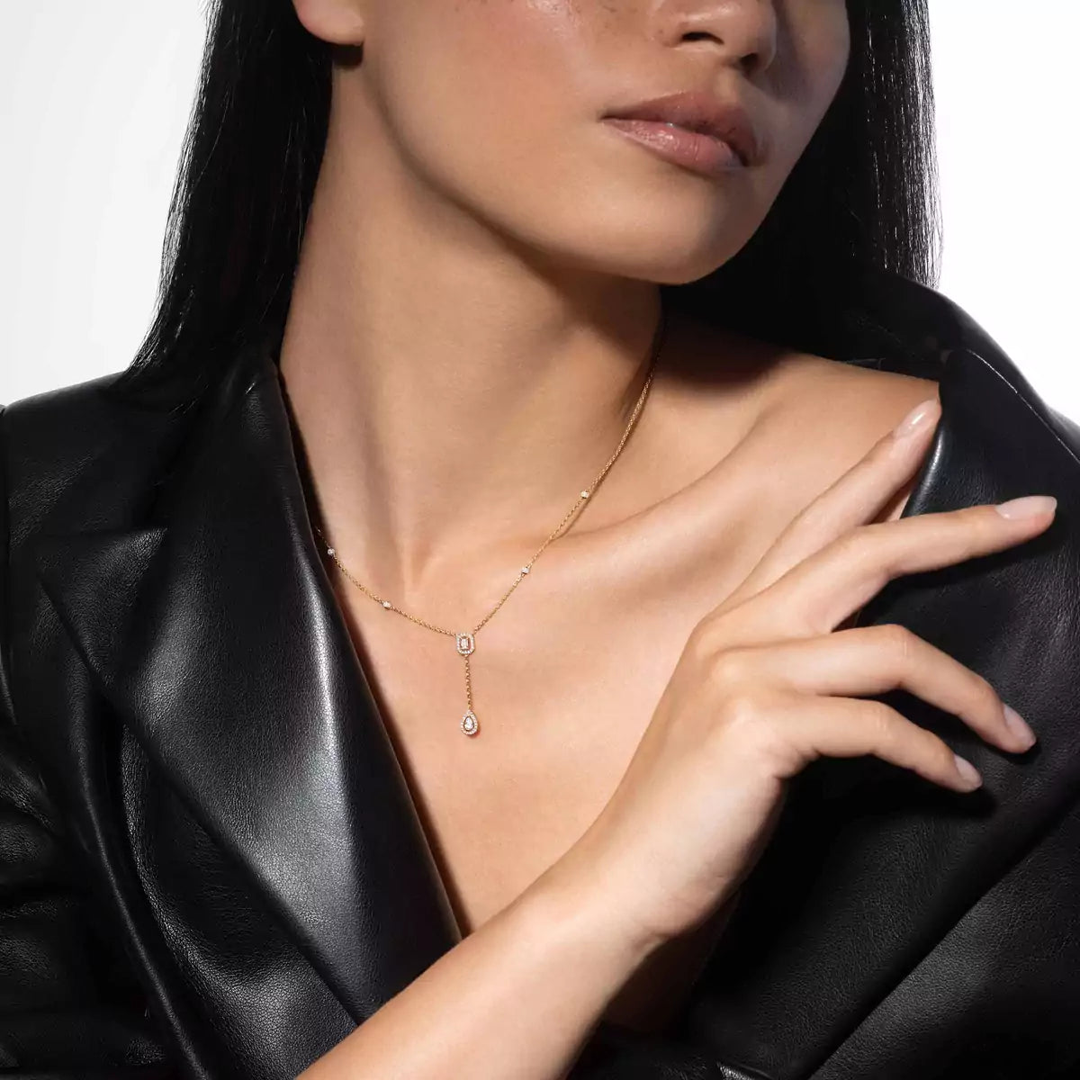 [Shinejoy]Gold Diamond Tie Necklace