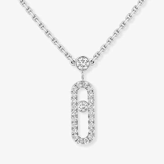 [Shinejoy]Collier Move Uno en or rose 2 rangs pavé de diamants
