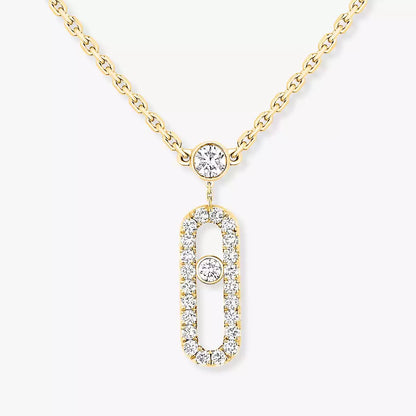 [Shinejoy]2 Rows Rose Gold Diamond Pave_ Necklace Move Uno